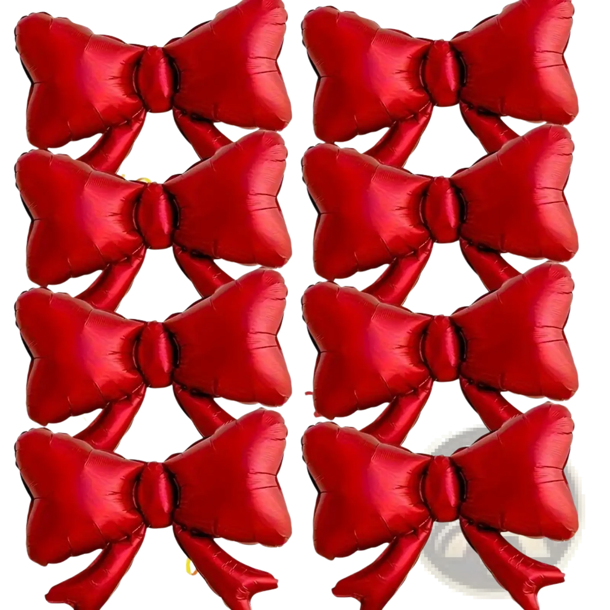 Red satin-finish bow-shaped foil balloons set ideal for wedding birthday bachelorette party and valentine’s day decoration