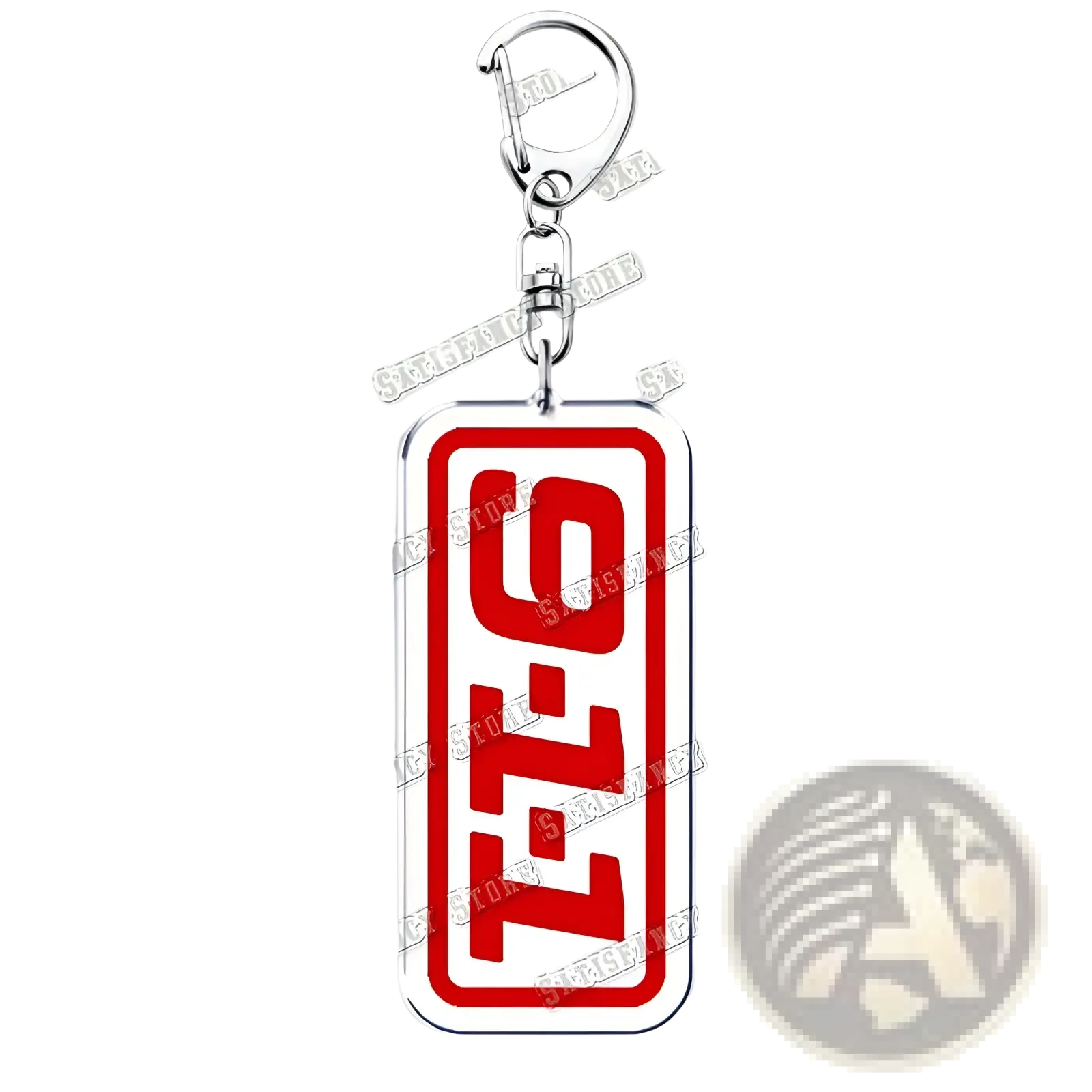 Red and white rectangular acrylic keychain with bold black lettering from 9-1-1 tv show firefighter gift