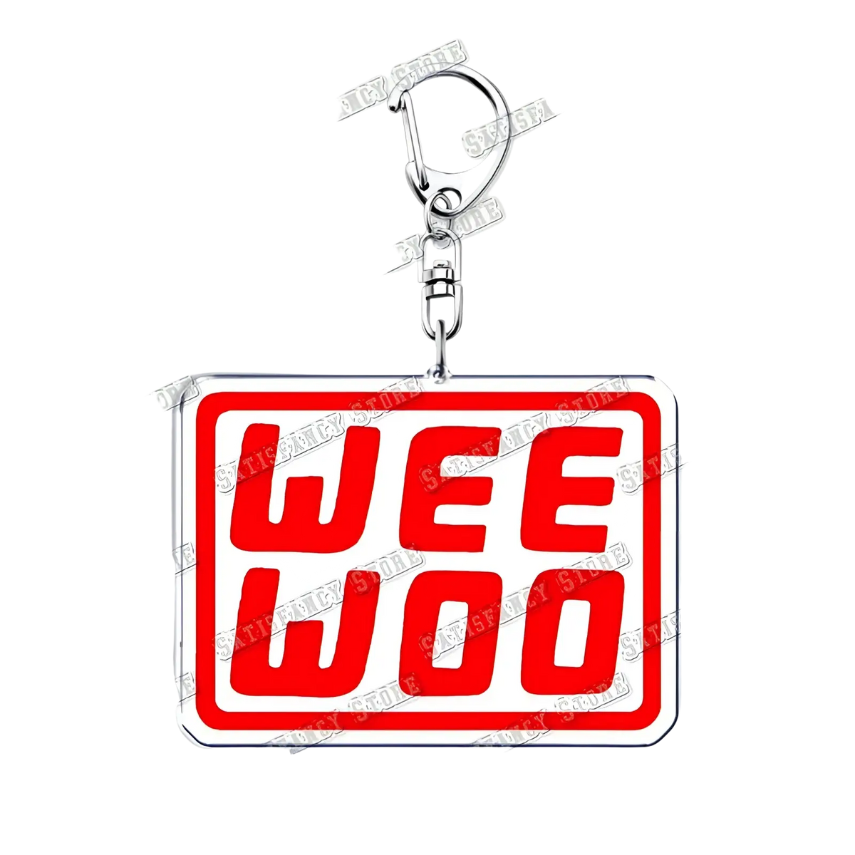 Red wee woo logo acrylic keychain with silver metal clasp for 9-1-1 tv show firefighter gift
