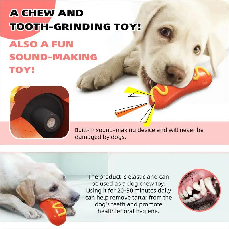 Jouet à mâcher indestructible pour chien, caoutchouc avec bruit de sifflement, nettoie-dents