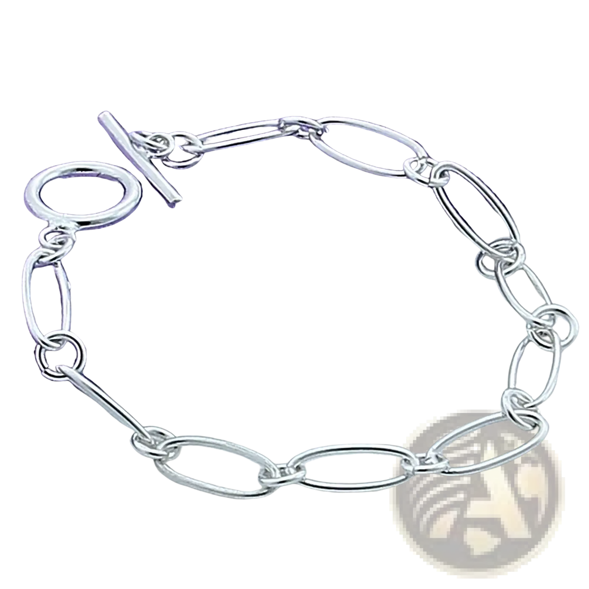 925 silver oval link bracelet with toggle clasp featuring a sleek and modern design in silver finish