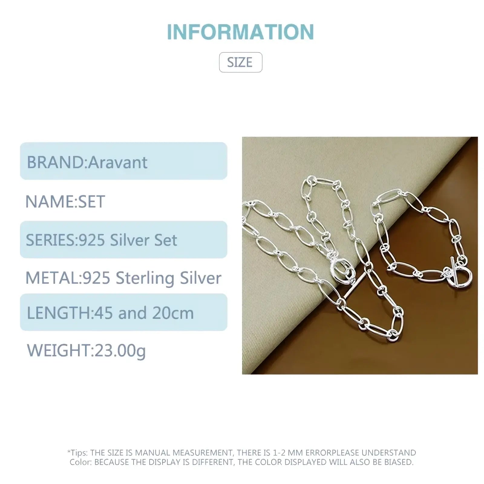 A sleek 925 sterling silver chain bracelet with polished oval links and a toggle clasp from the 925 silver oval link jewelry set