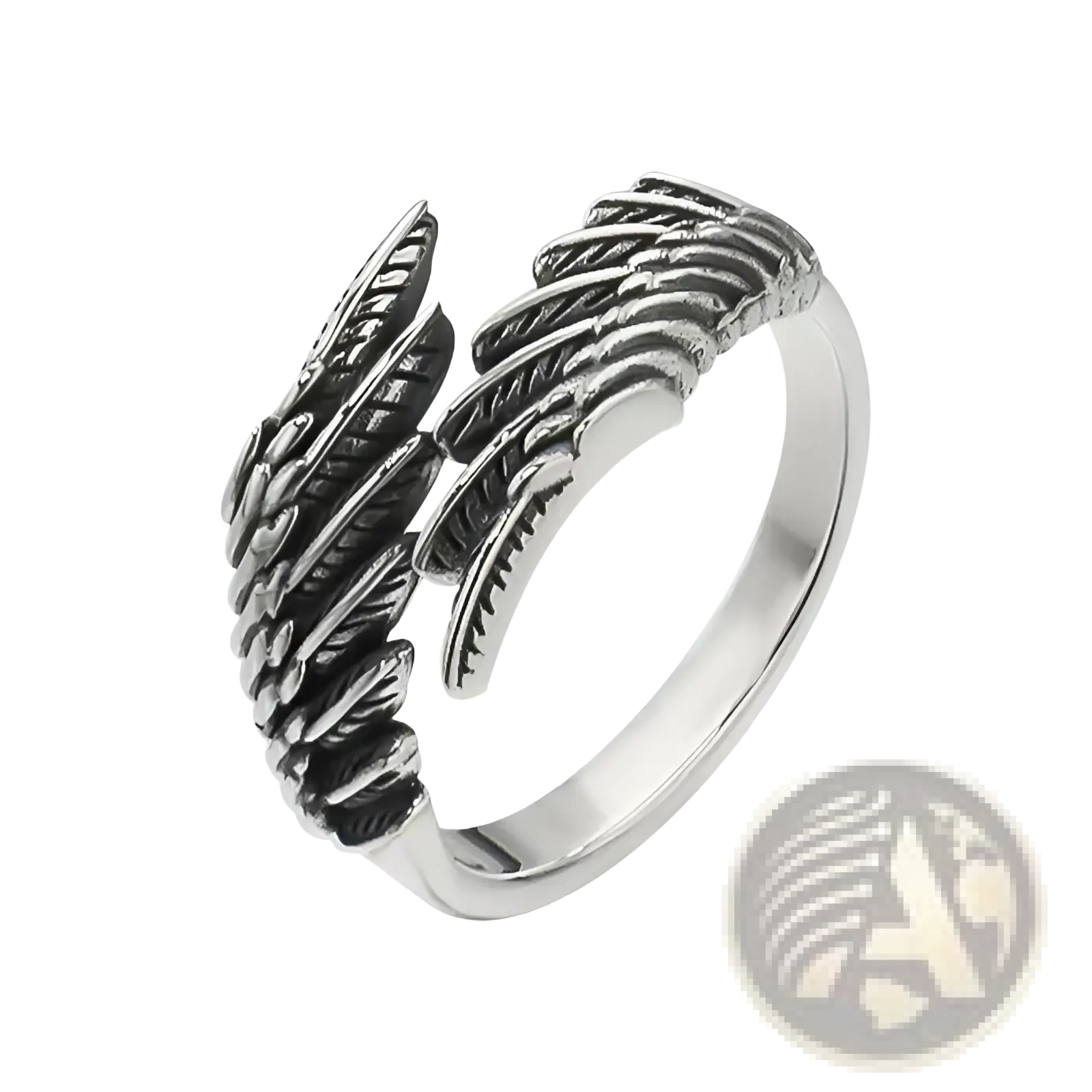 925 sterling silver angel wing ring in silver with detailed feathered design for elegant wear