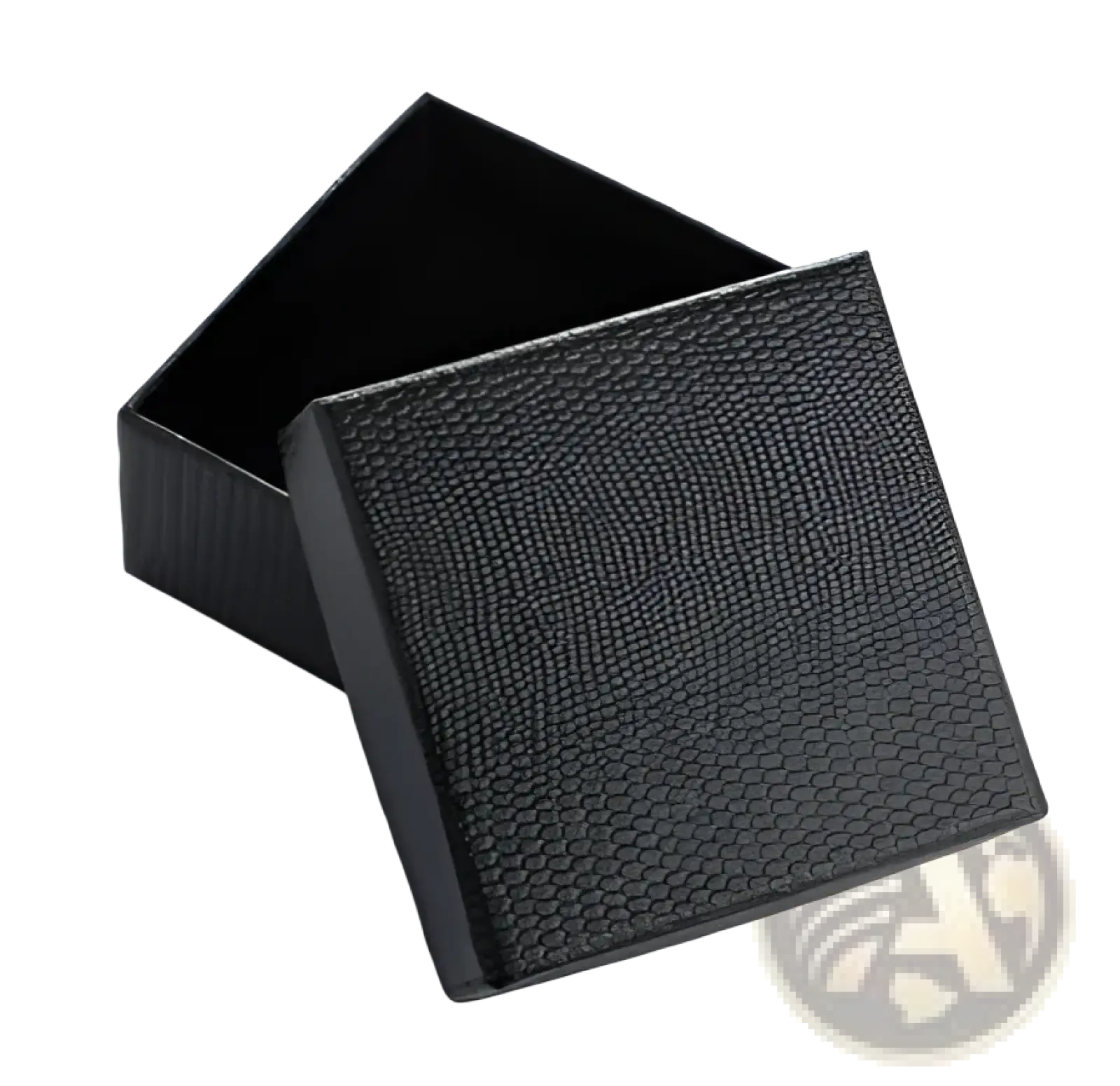 Black textured gift box with subtle reptile skin pattern for 925 sterling silver i love you heart pendant necklace