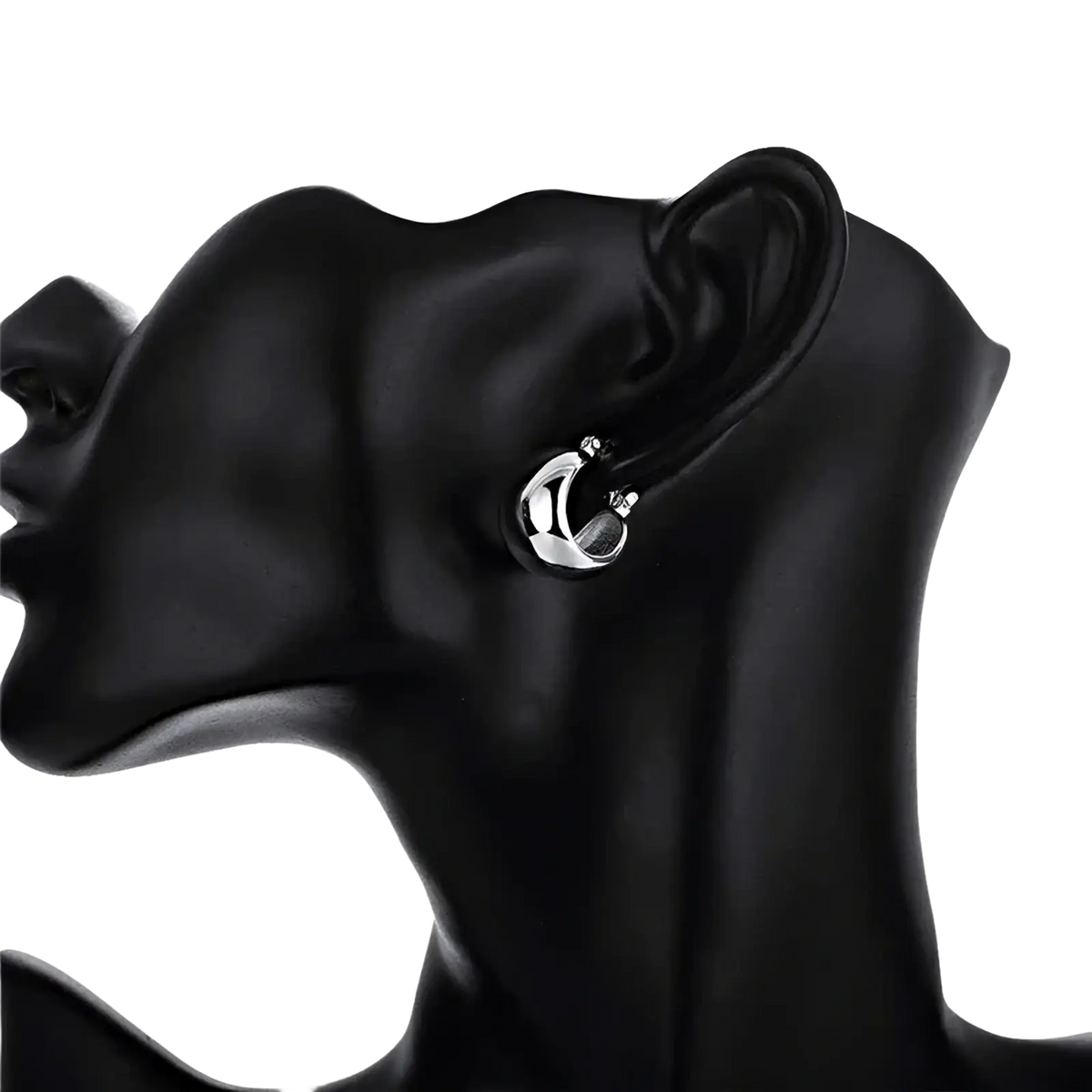 925 sterling silver minimalist hoop earrings in silver tone with sleek modern design and subtle texture