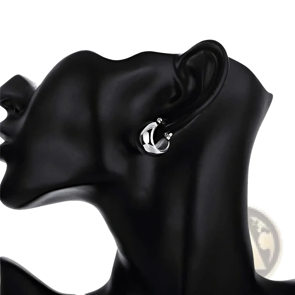 925 sterling silver minimalist hoop earrings in silver tone with sleek modern design and subtle texture