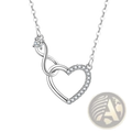 925 sterling silver pave crystal infinity heart necklace with clear crystals along outline and single crystal accent at top