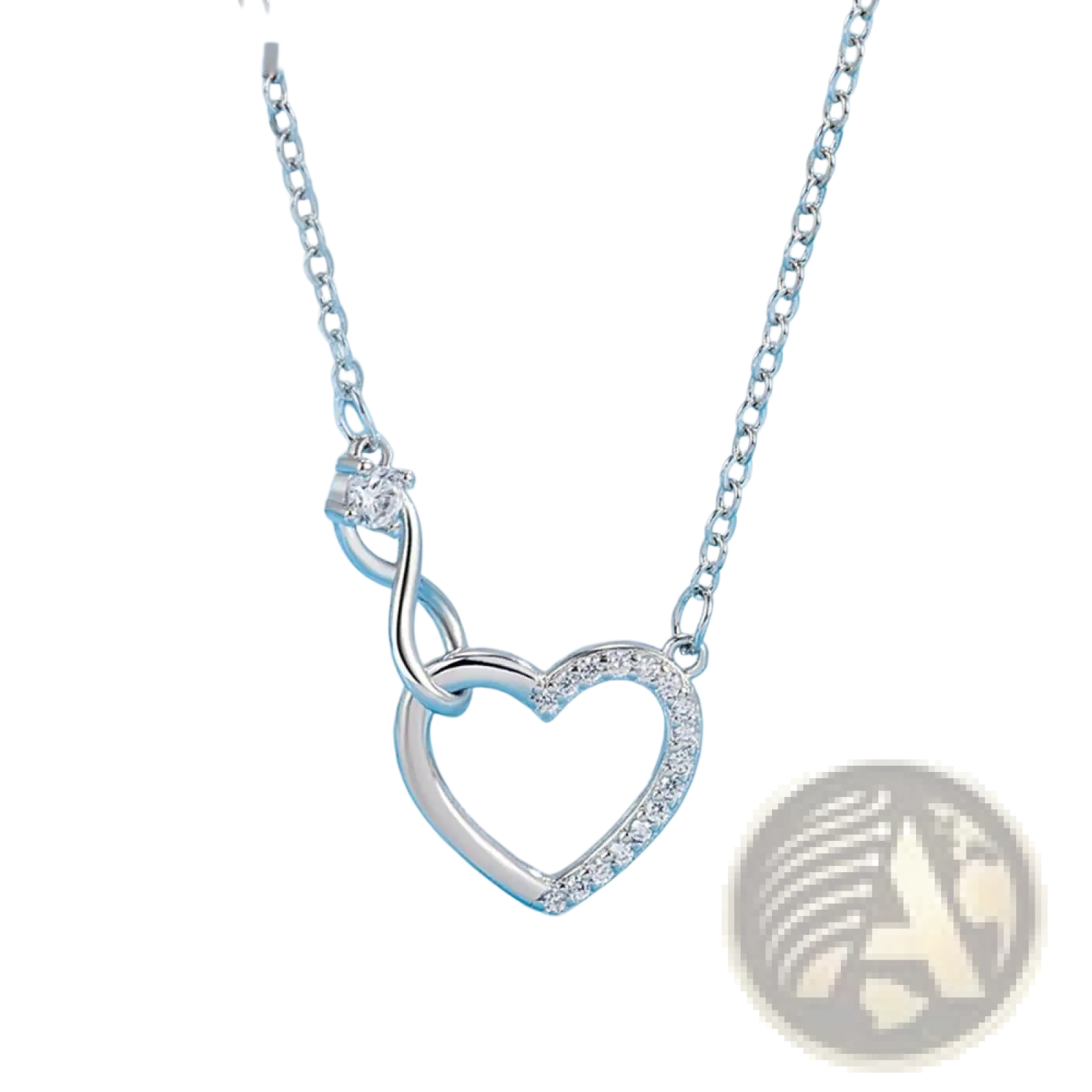 925 sterling silver pave crystal infinity heart necklace with sparkling cubic zirconia stones and single top stone