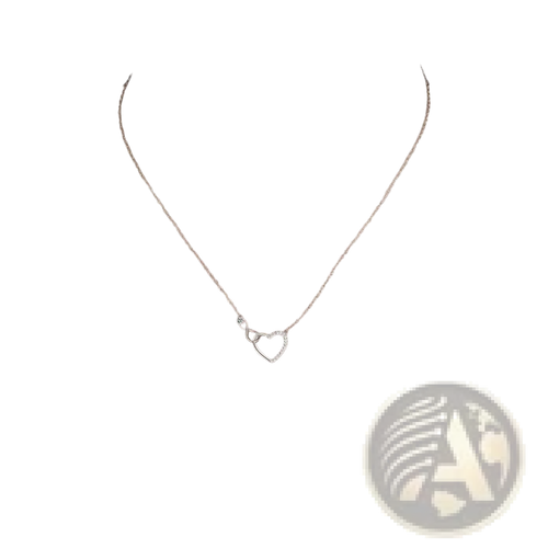 A delicate 925 sterling silver chain necklace with an open pave crystal infinity heart pendant