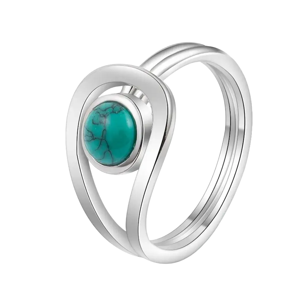 925 sterling silver ring for women with a turquoise stone in an open-heart design for wedding engagement