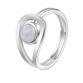 925 sterling silver wedding engagement ring for women with an opal stone and flowing double-band design