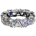 925 sterling silver zircon eternity ring with large princess-cut clear crystals in a claw-style setting