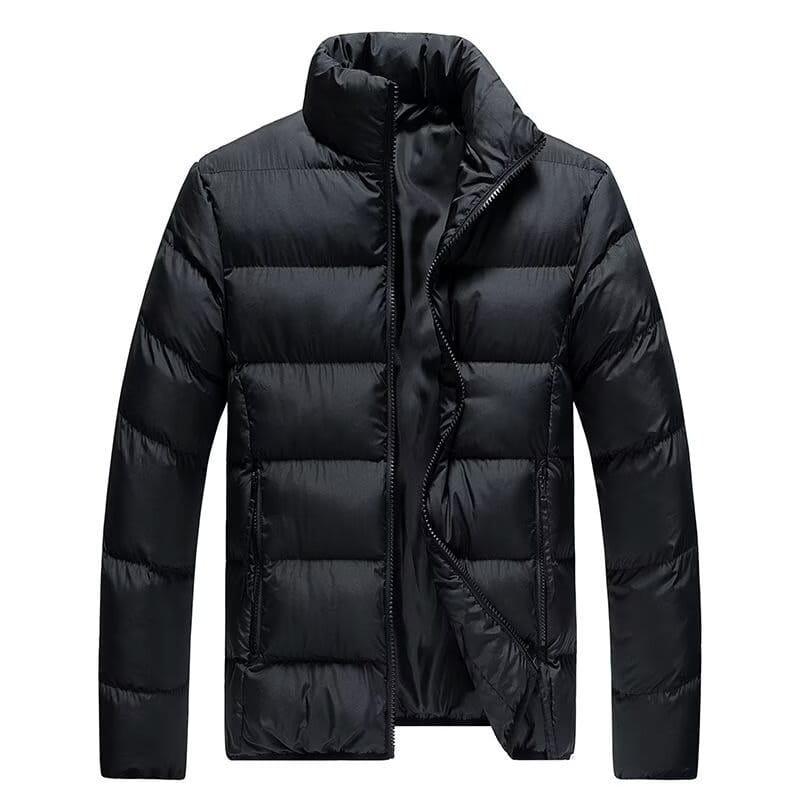 Doudoune matelassée pour hommes noire, à col haut, avec design en coton thermique matelassé pour les vêtements d’hiver