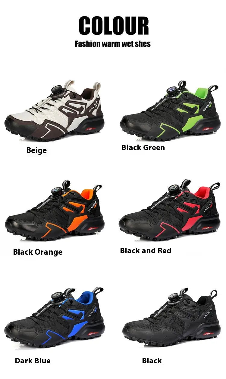 Black and red X111 lightweight off-road breathable hiking shoes with sleek athletic design featuring breathable mesh uppers and vibrant accent panels.