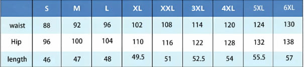 The image displays a size chart in inches for men’s patchwork houndstooth streetwear casual shorts ranging from size s to 6xl.