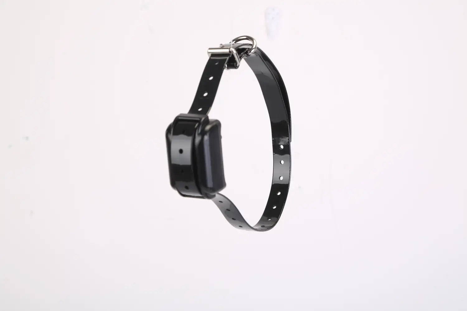 black plastic wireless dog fence system training collar with rectangular waterproof receiver unit attached