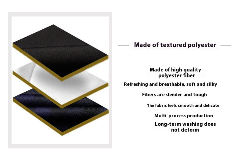 Capas de tejido de poliéster texturizado negro con una capa central blanca que muestra una construcción de fibra de alta calidad para el abrigo de invierno acolchado con capucha para hombre.