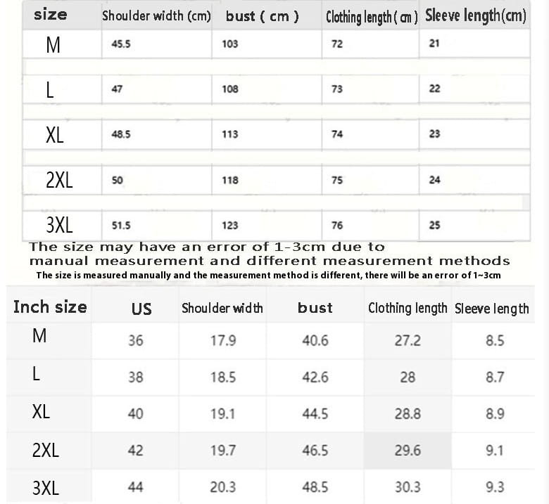 Size chart for embroidered cross contrast trim polo shirt for women showing measurements in centimeters and inches for sizes M through 3XL.