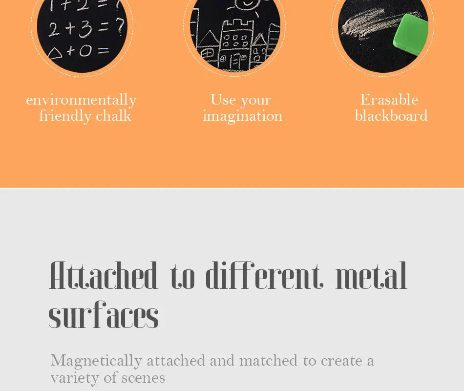 子ども向けの木製マグネットパズルお絵かきボード。消去できる黒板を備え、なめらかな濃い色の表面と円形のデザインを特徴としています。