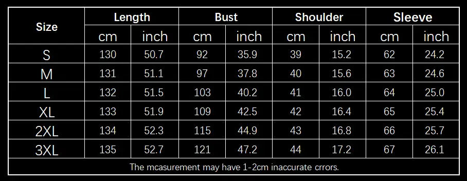 Size chart for the V neck button split knit maxi dress showing measurements in centimeters and inches across sizes S through 3XL.