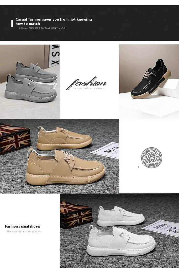 Mocassins rétro britanniques élégance décontractée pour homme en daim beige, style enfiler, avec semelle en caoutchouc massive et couture contrastante.