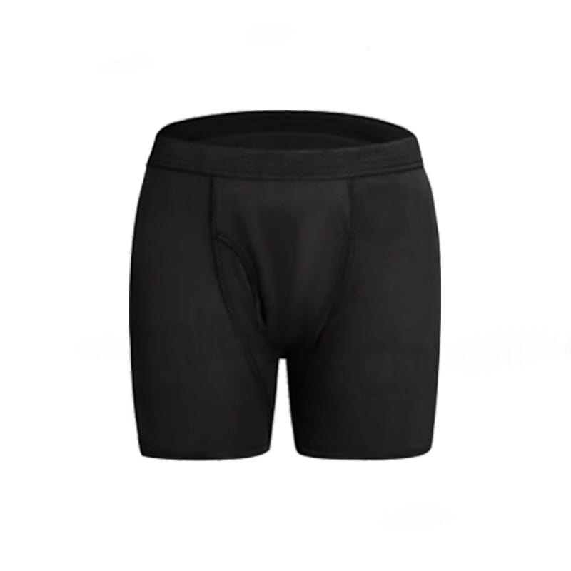 Caleçons moulants athlétiques pour incontinence masculine de couleur noire, à absorbance, avec tissu lisse et sans coutures ainsi que taille élastique