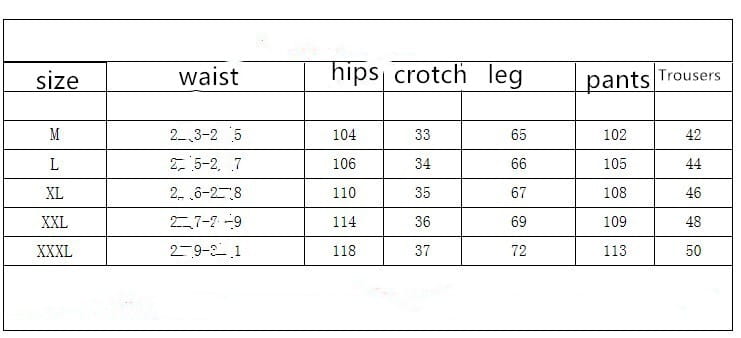 a size chart in inches for waterproof fleece ski pants for men and women displays trouser measurements from size m to xxxl.