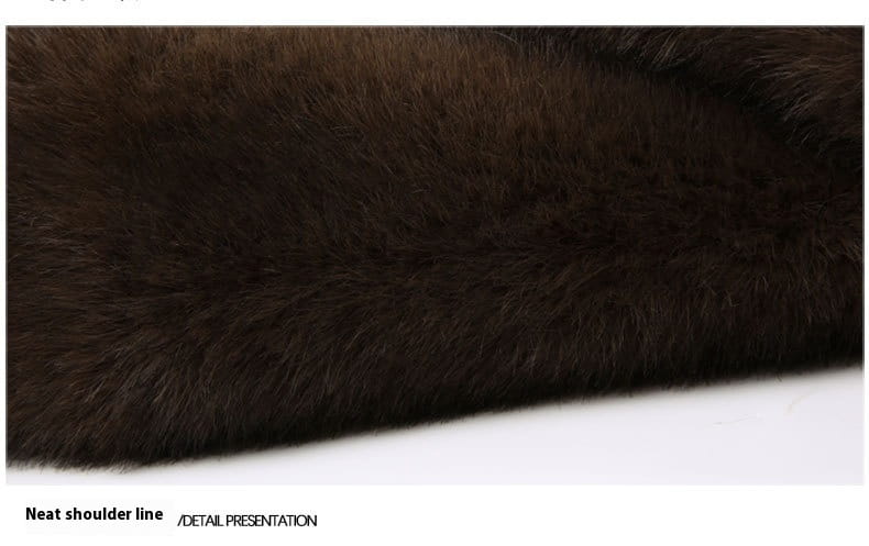 faux fur winter coat for men featuring rich dark brown plush faux fur with a soft texture and neatly finished shoulder line.