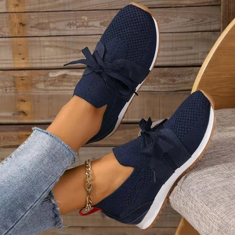 Breathable Lace Up Mesh Walking Flats for Women
