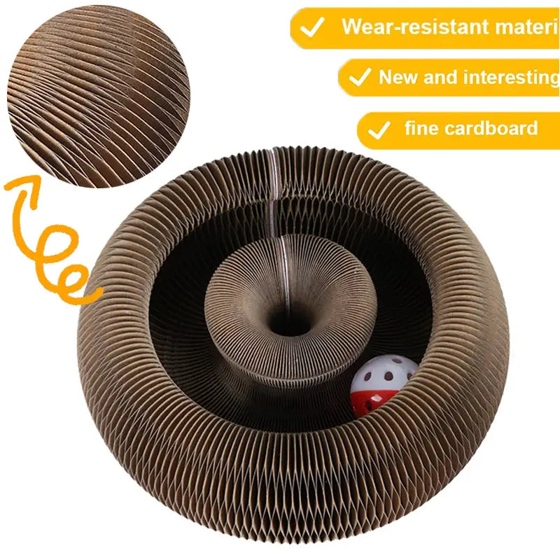 Juguete plegable magnético para gatos de varios niveles, fabricado con cartón de calidad y con un diseño resistente al desgaste.