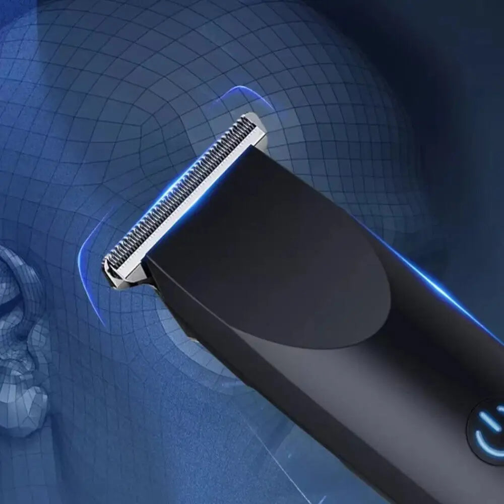 Black and silver electric hair clippers cordless beard trimmer set with a sleek modern design.
