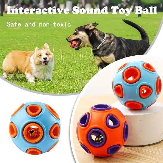 Dog Bell Ball 2 Pack Interactive Rubber Chew Toy