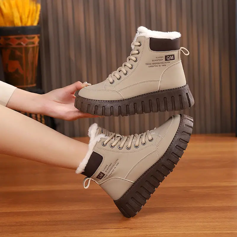 Women’s Lace Up Fleece Lined Winter Fashion Snow Boots