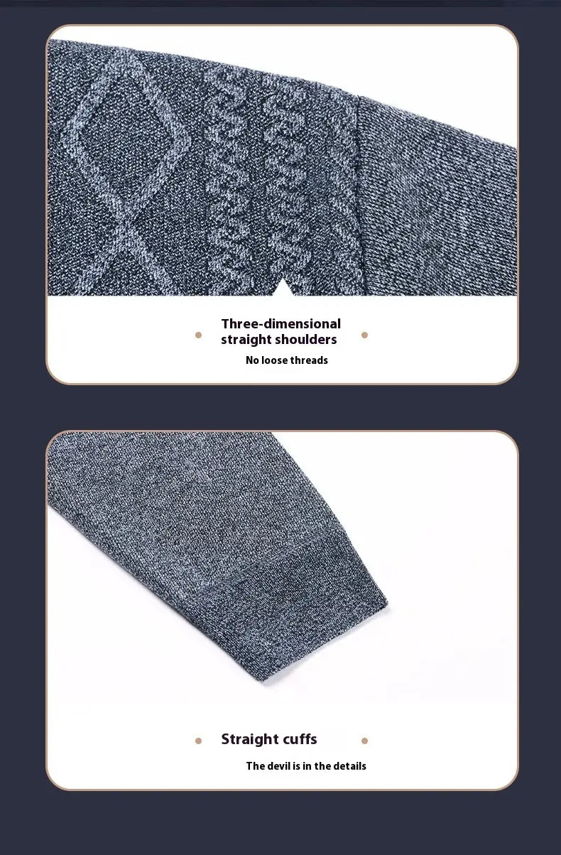 Herren-Dunkelgrauer Strickcardigan mit dreidimensional geradlinigen Schultern und geradlinigen Bündchen.