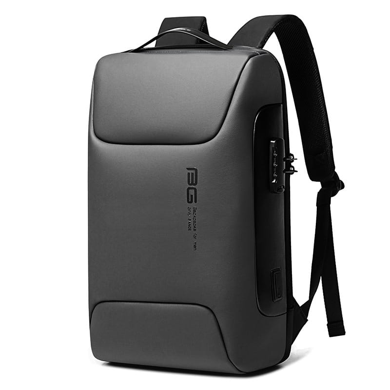 Schwarzer EGS-wasserdichter Business-Laptop-Rucksack mit USB-Anschluss, mit eleganter moderner Gestaltung und einem sicheren Kombinationsschloss an der Seite.