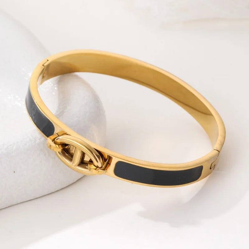 Women H Bangle Fashion Bracelet Minimalist Luxury Jewelry Enamel Drip Rubber Bracelet Daily Wear & Perfect Gift