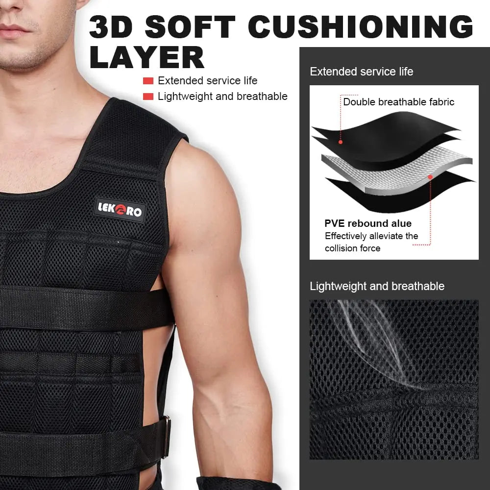 Men's Weight-bearing 20kg Vest Gym Weight-bearing Training Vest Adjustable Weight Vest Fitness Equipment Equipment Sports Vest