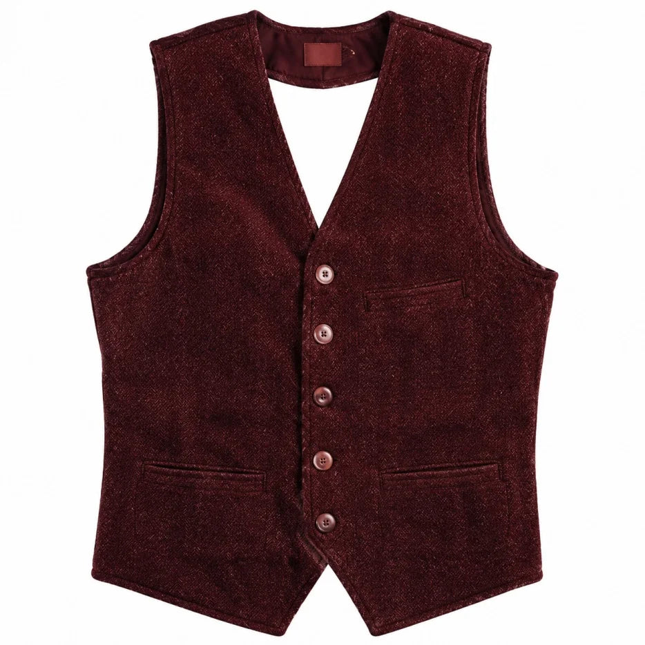Mens Suit Vest Notched Corduroy Tweed Waistcoat Casual Formal Business Groomman For Wedding Green/Black/Green/Grey