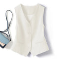 Women's White Suit Vest Formal Waistcoat V Neck Slim Fit Sleeveless Blazer Jacket Office Business Dinner Attire Lady Elegant Top