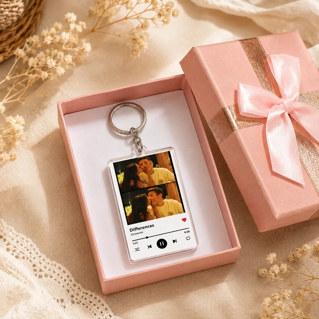 Personalized Spotify Music Player Keychain Your Own Photo Acrylic Keyring Custom Song Artist Picture Couple Anniversary Souvenir