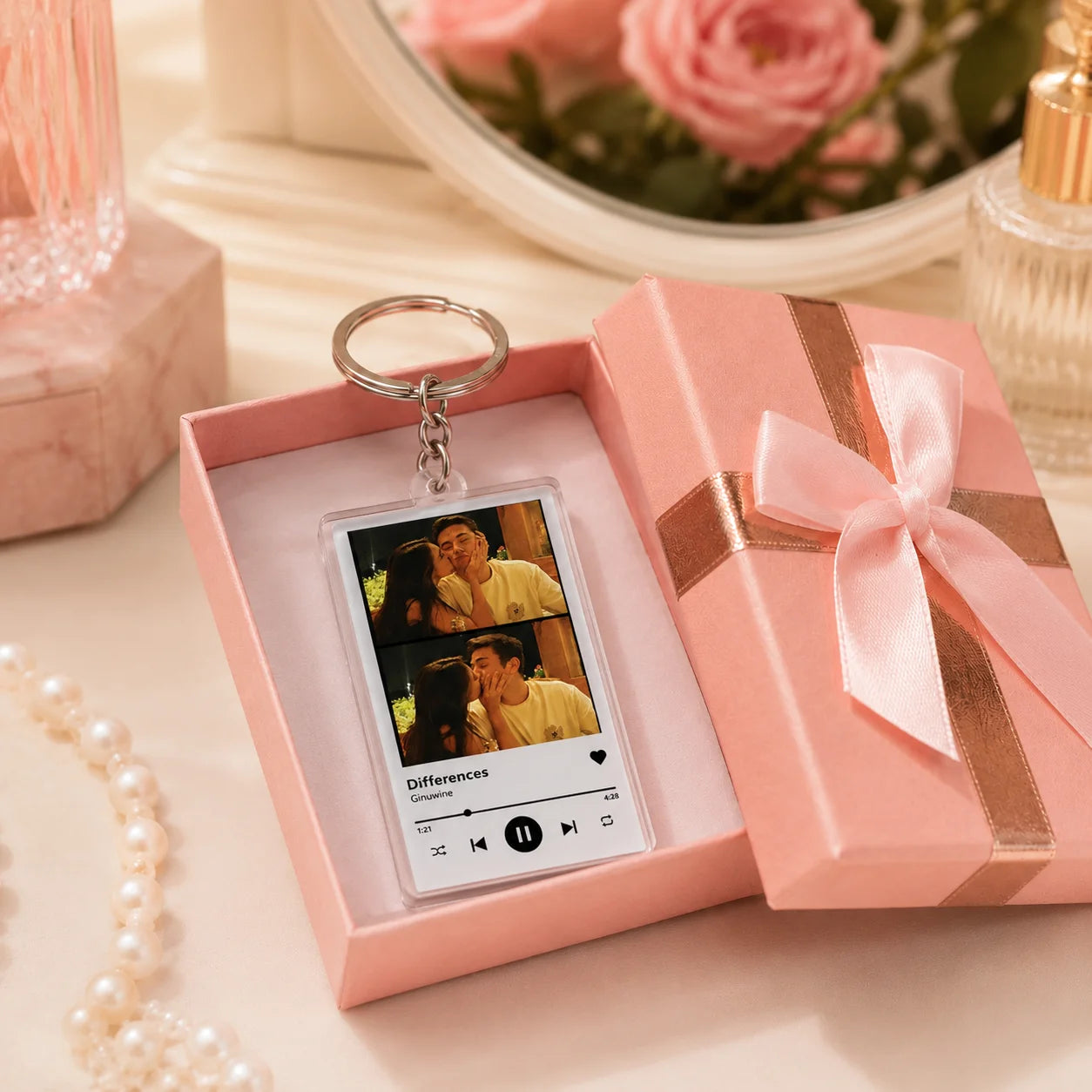 Personalized Spotify Music Player Keychain Your Own Photo Acrylic Keyring Custom Song Artist Picture Couple Anniversary Souvenir