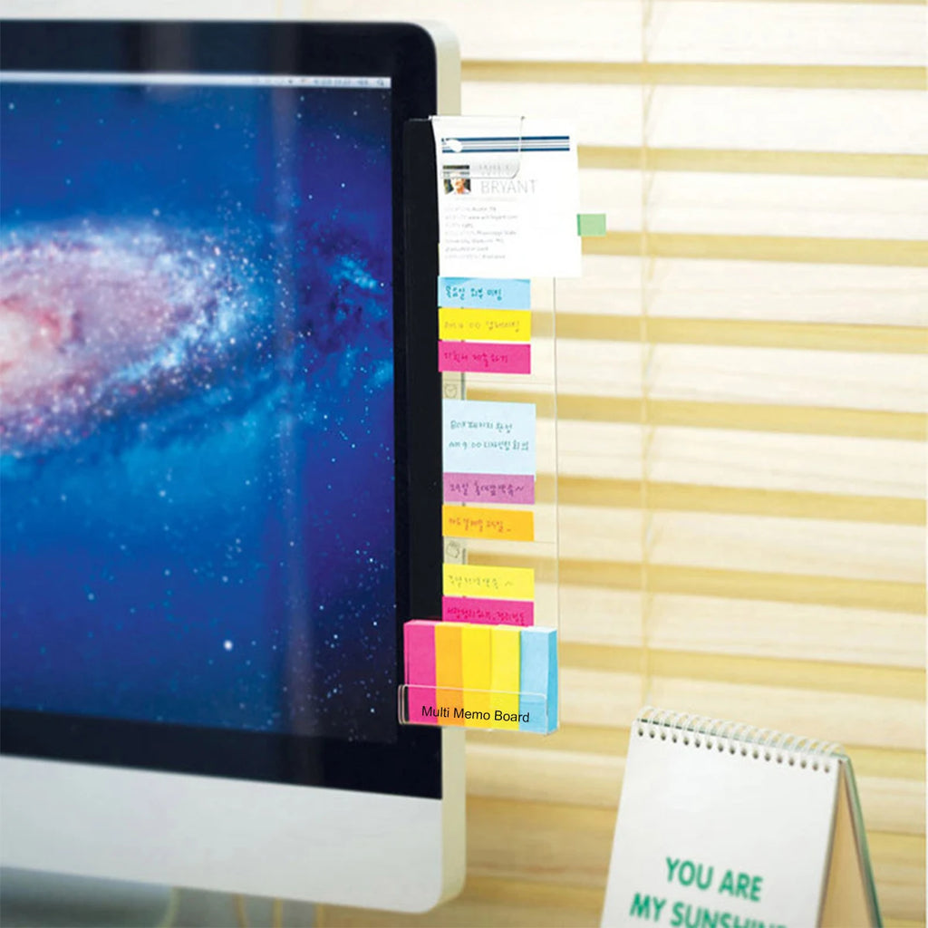 1pc Office Desk Accessories Computer Monitor Memo Board Desktop Supplies Sticky Note Message Holder Office Supplies Phone Holder