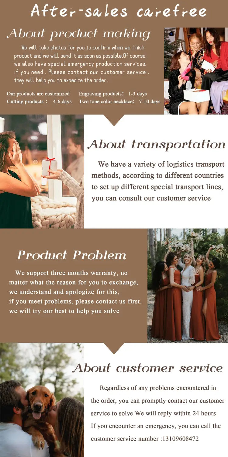 the promotional flyer for an online store details after-sales policies product making timelines transportation options customer support and warranty information for the custom personalized pet portrait keychain
