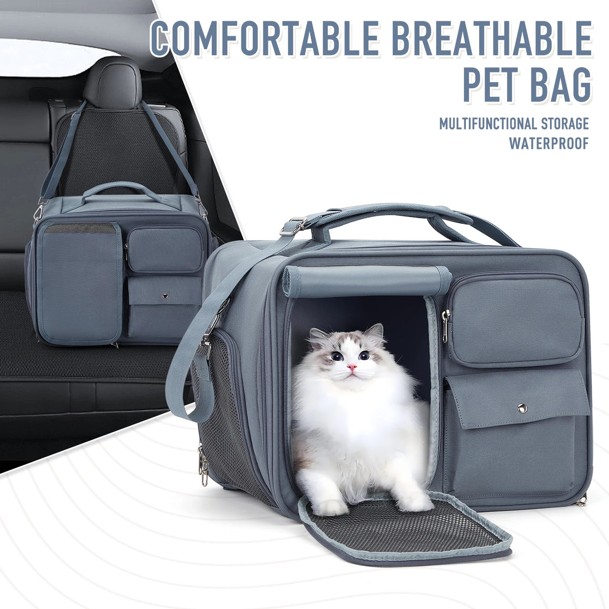Pet Carrying Bag，Pets Travel Bag, Carrier for Cats and Puppies up to 7 kg, Foldable Travel Bag, Mesh Windows Bag for Small Pets