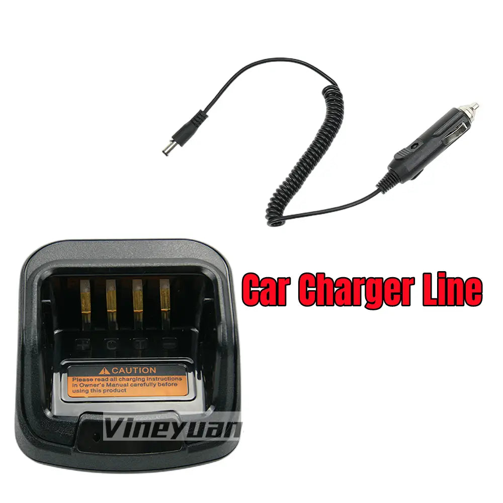 Schwarzer Kunststoff-Hytera-Hyt-ch10a07-Desktop-Akkuladegerät-Autoadapter mit spiralförmigem Kabel und Kfz-Zigarettenanzünderstecker, Artikeltyp.