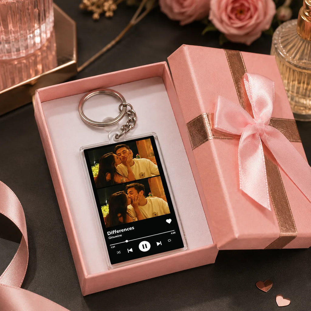 Personalized Spotify Music Player Keychain Your Own Photo Acrylic Keyring Custom Song Artist Picture Couple Anniversary Souvenir