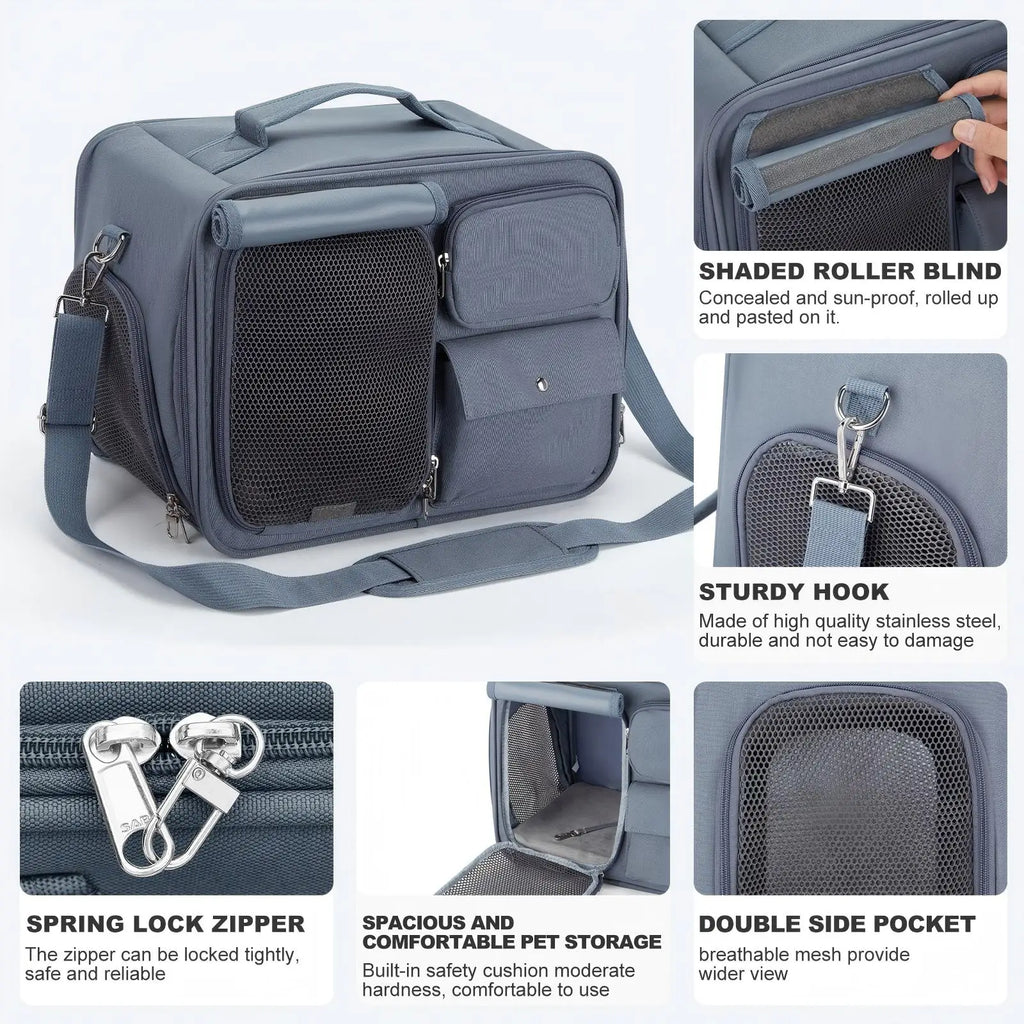 Pet Carrying Bag，Pets Travel Bag, Carrier for Cats and Puppies up to 7 kg, Foldable Travel Bag, Mesh Windows Bag for Small Pets
