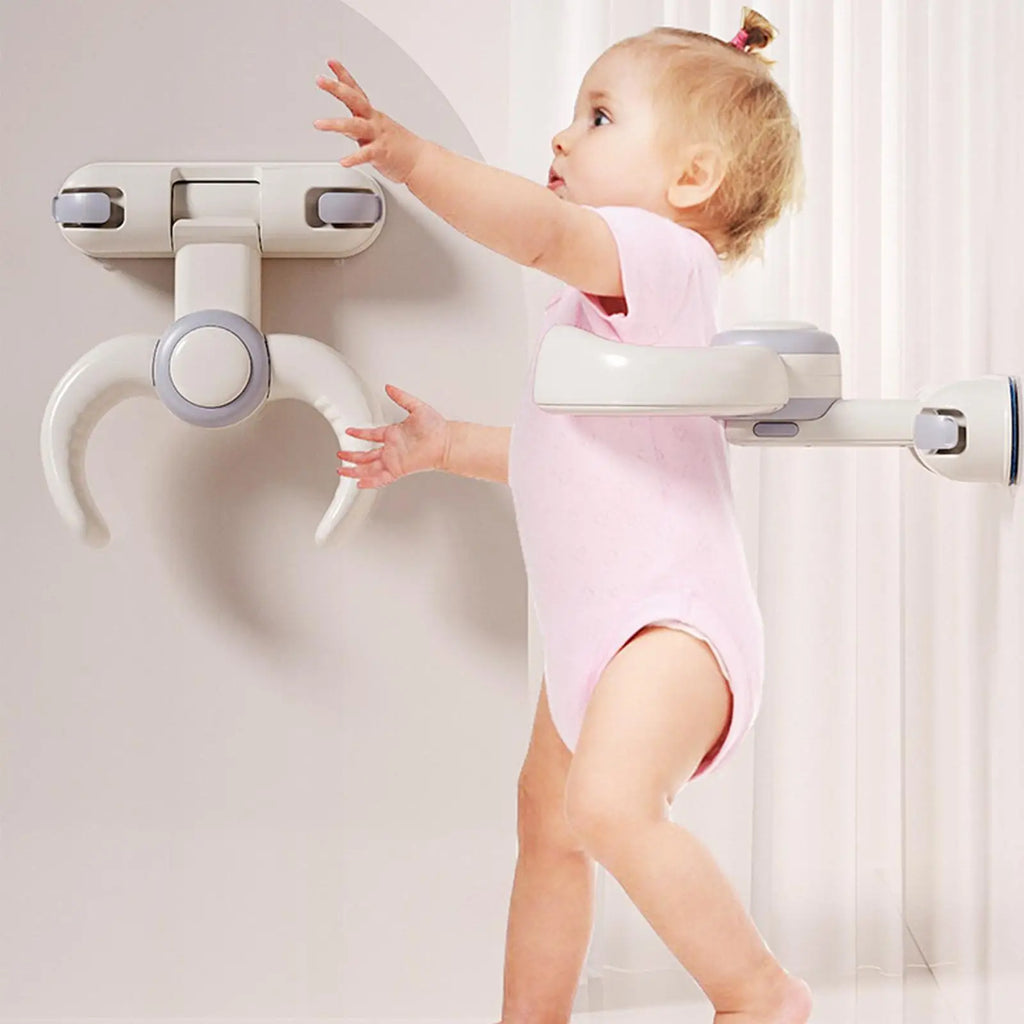 Baby Shower Stand Wall Mount Shower Handle Baby with Suction Cup Foldable Portable Bath Standing Stand for Boys Girls Newborn