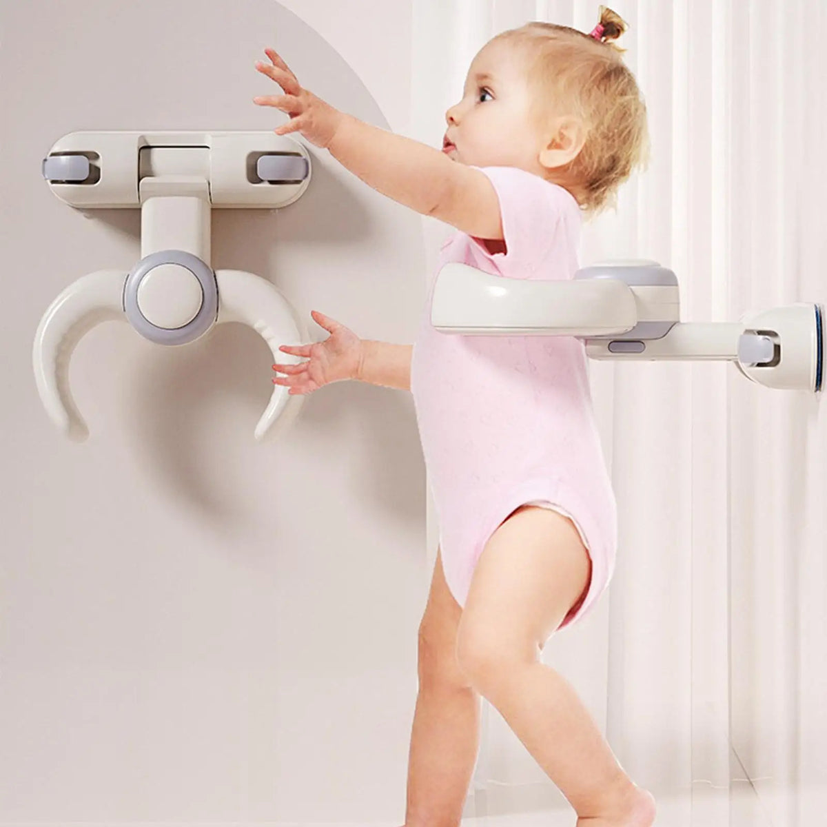 Baby Shower Stand Wall Mount Shower Handle Baby with Suction Cup Foldable Portable Bath Standing Stand for Boys Girls Newborn