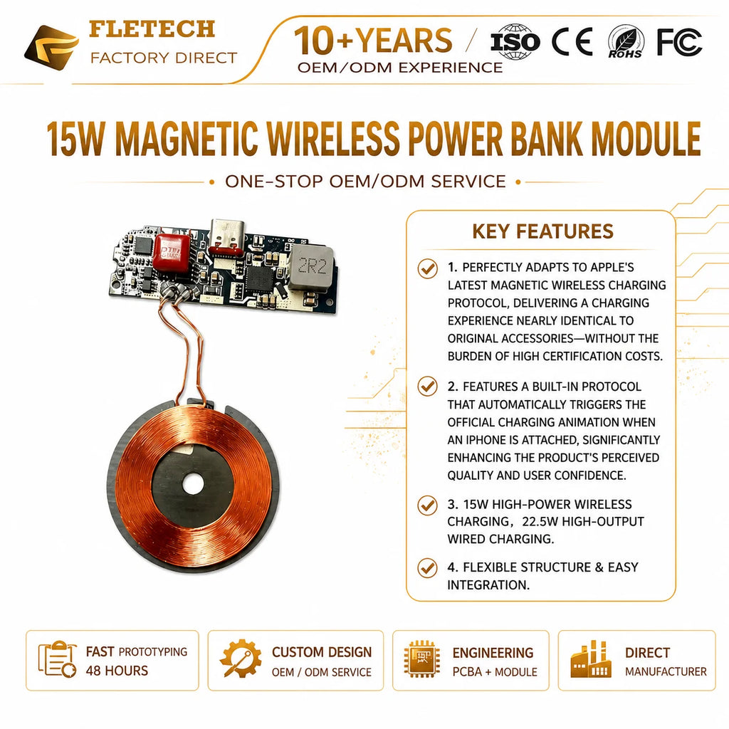 Magnetic Power Bank PCBA Board 15W 9V Wireless Charger Universal Qi Wireless Charger Module Diy For Mobile Phone